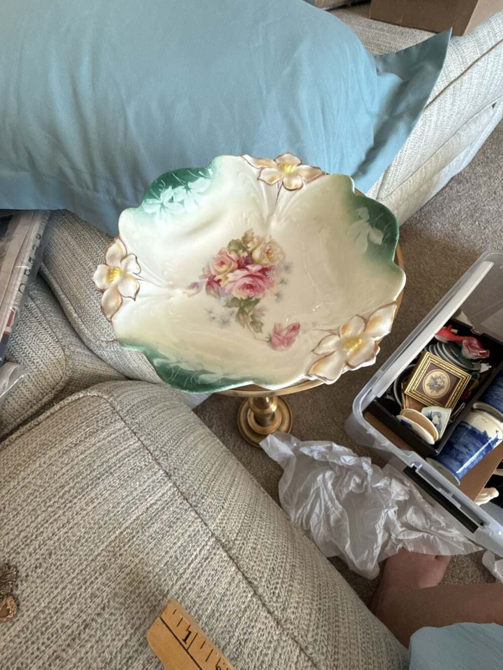 Vintage RS Prussia Floral Roses and Daisies Porcelain Bowl